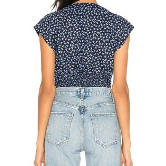 Free People Havannah Honey Top blue crop top Midnight hearts Linen Blend… - Picture 4 of 15
